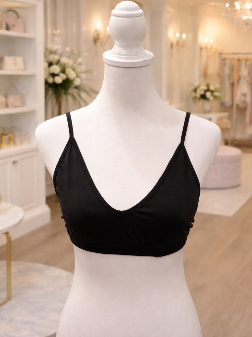 POL Black Bralette Medium NWOT Minimal Soft Stretch Layering